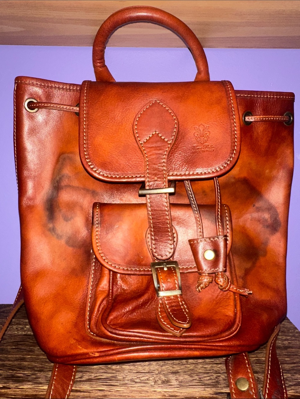 Vera Pelle Genuine Leather Backpack Made in Italy